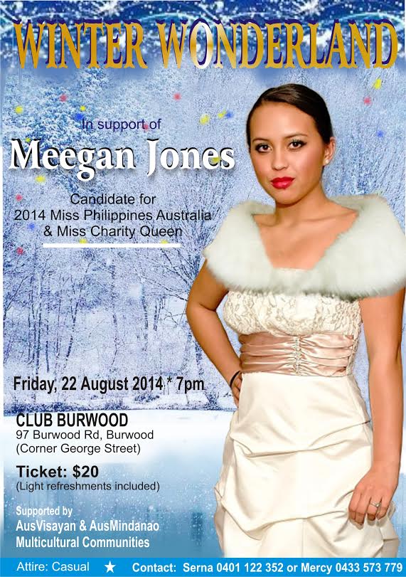 Miss Philippines Australia 2014 and Charity Queen Australia 2014 Candidate Meegan Jones.