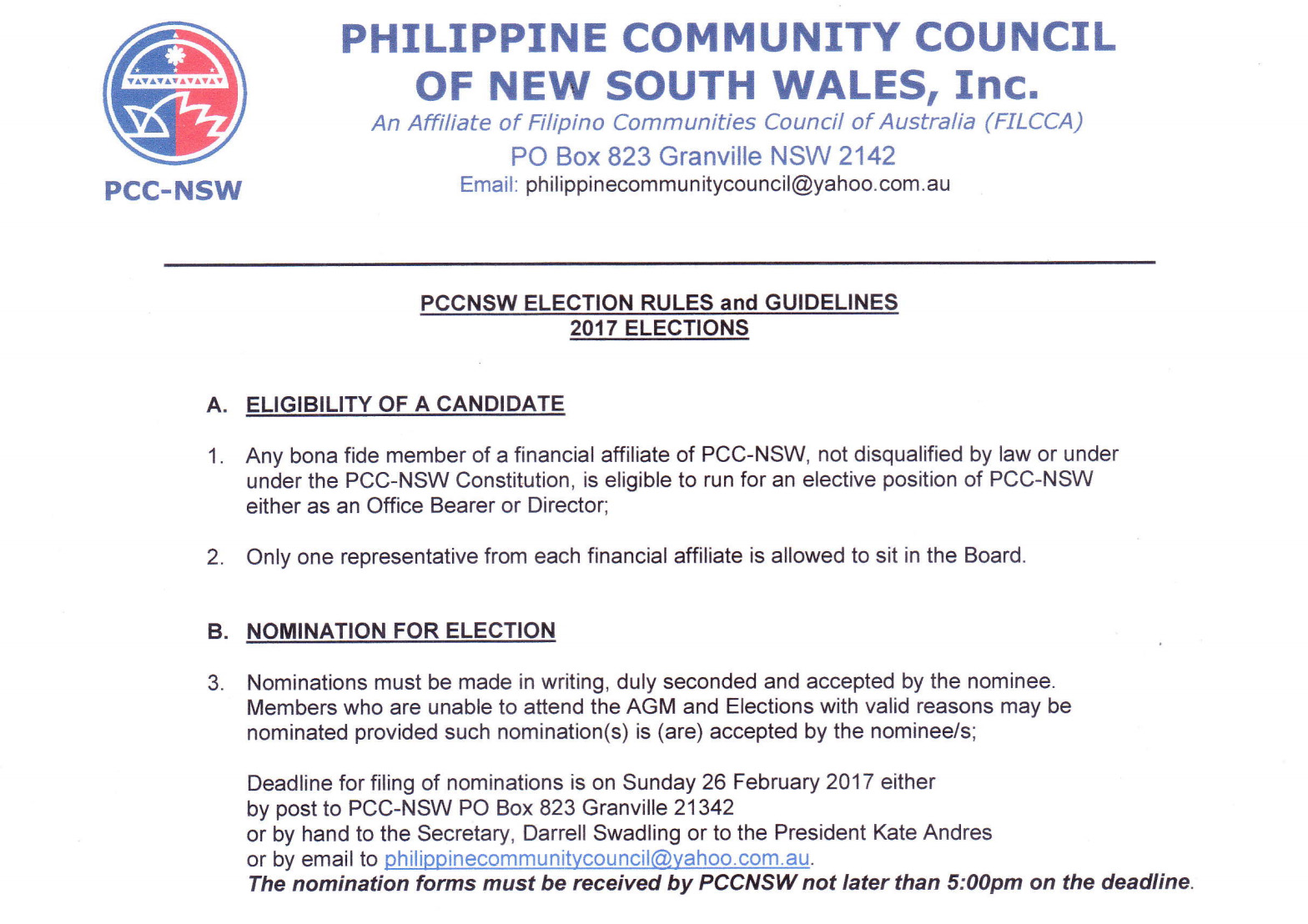 2017 Elections Rules and Guidelines